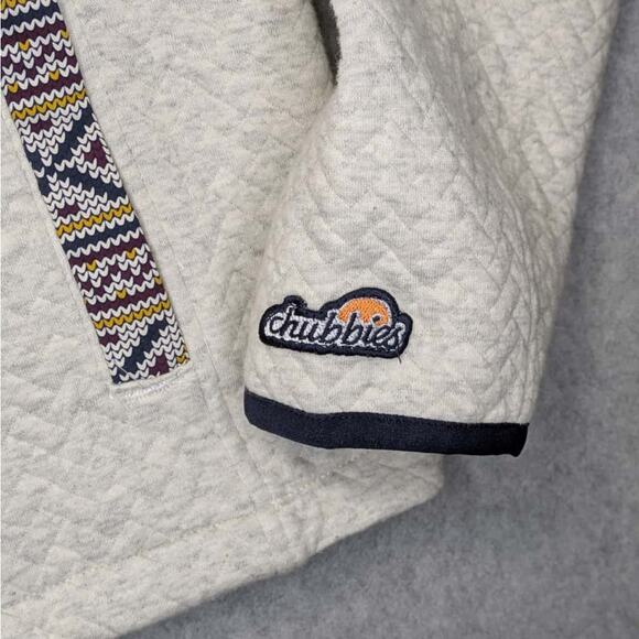 NWT Chubbies The Sandstorm Quilted Quarter Zip Sweater Mens M Beige Pullover - Picture 4 of 11